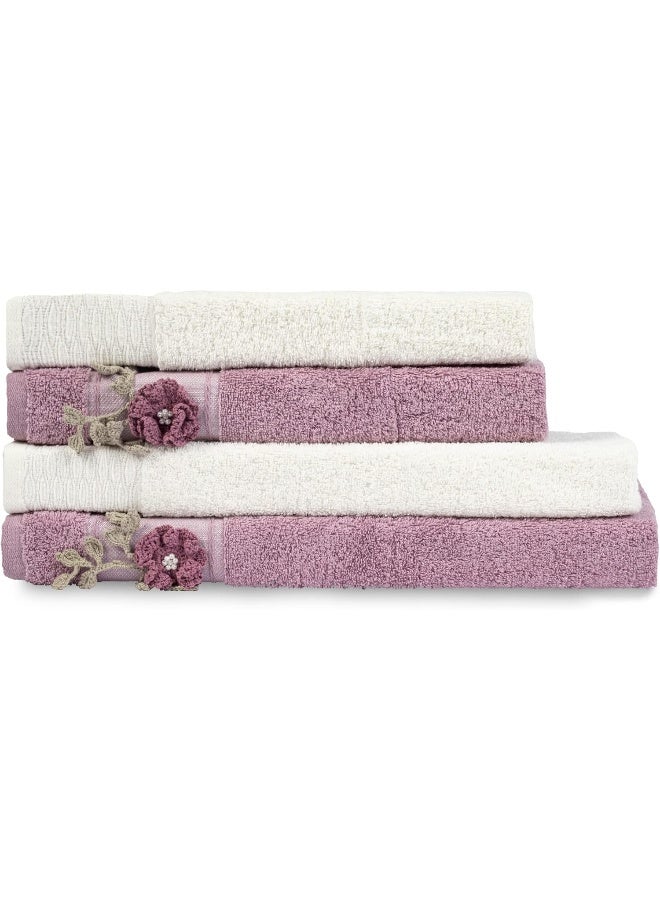 Turkish Towels 100% Genuine Luxury Cotton Bamboo 2 Large Bath Towels And 2 Hand Towels, Super Soft And Extra Absorbent