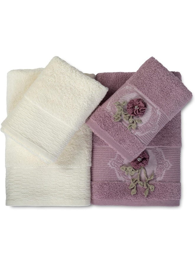 Turkish Towels 100% Genuine Luxury Cotton Bamboo 2 Large Bath Towels And 2 Hand Towels, Super Soft And Extra Absorbent