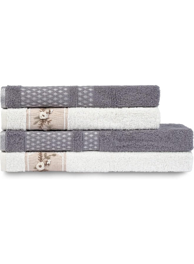 Turkish Towels 100% Genuine Luxury Cotton Bamboo 2 Large Bath Towels And 2 Hand Towels, Super Soft And Extra Absorbent