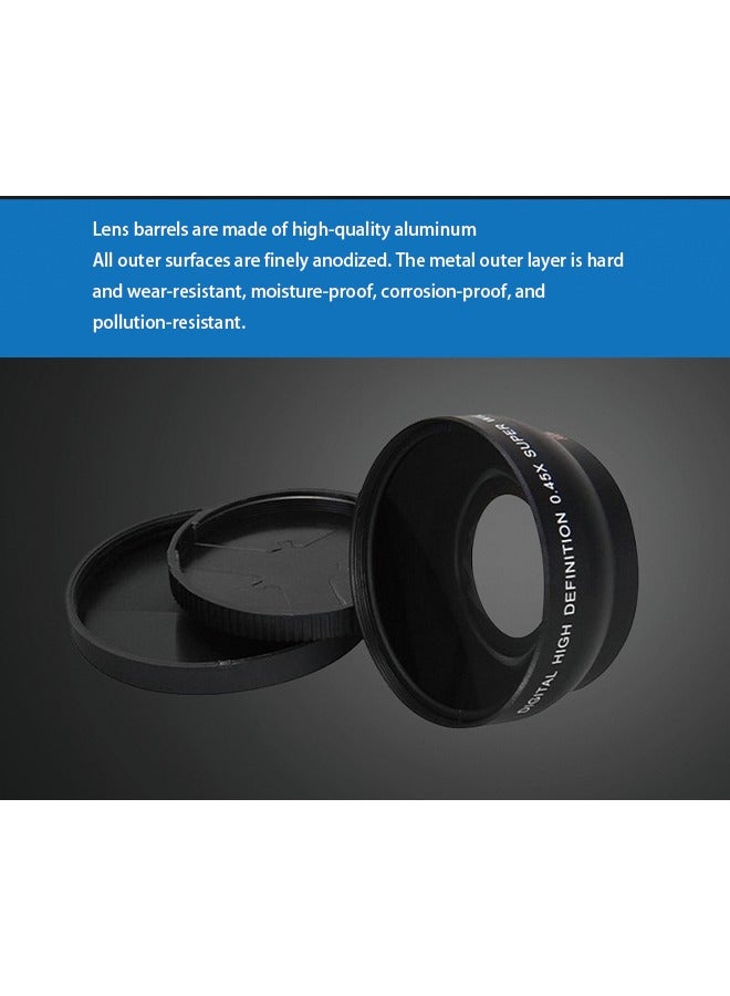 52MM 0.45X Wide-Angle + Macro 2-in-1 Auxiliary Lens for Nikon and Canon Lenses