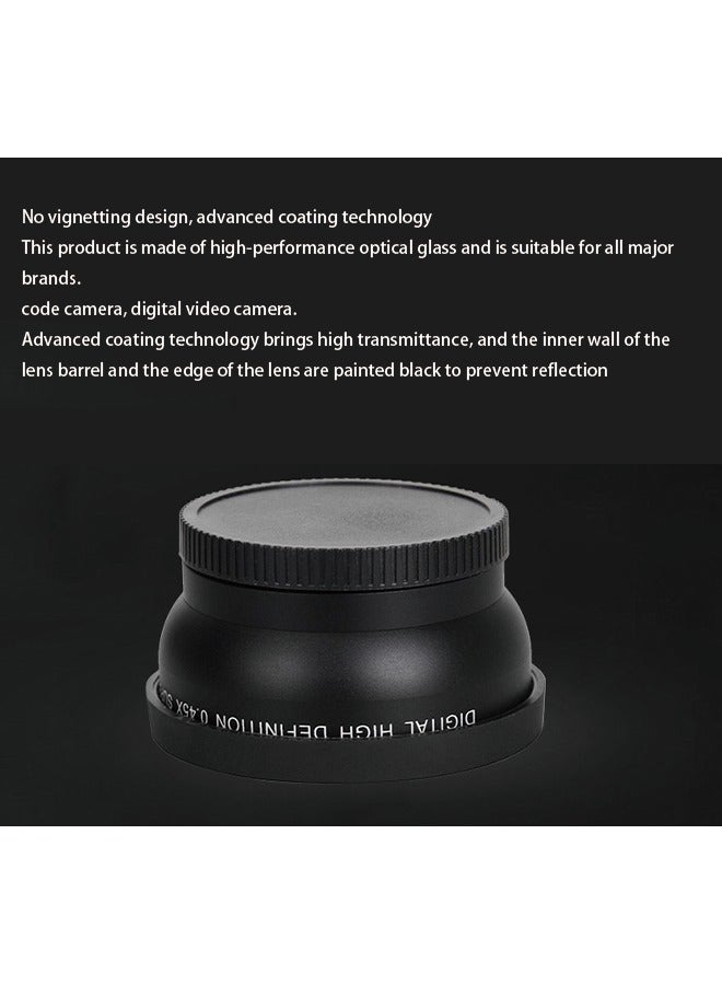 52MM 0.45X Wide-Angle + Macro 2-in-1 Auxiliary Lens for Nikon and Canon Lenses