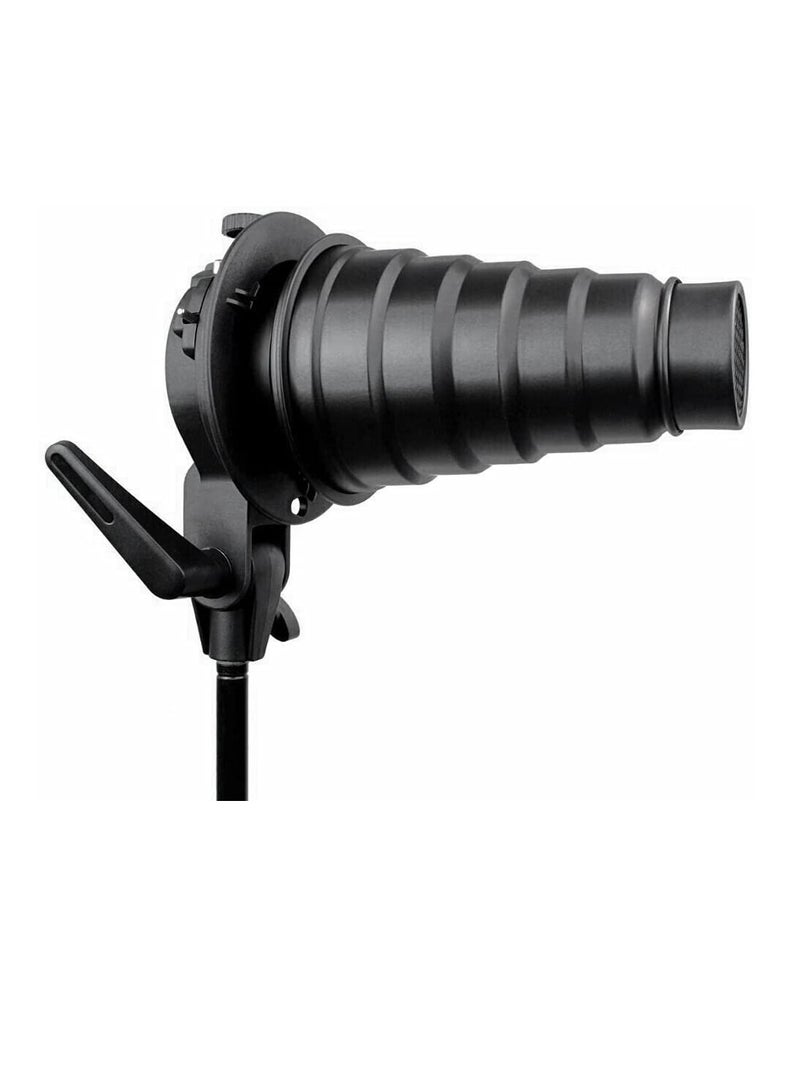 Metal Snoot with Honeycomb Grid and 5 Color Filters for Bowens Mount Flash Studio Light