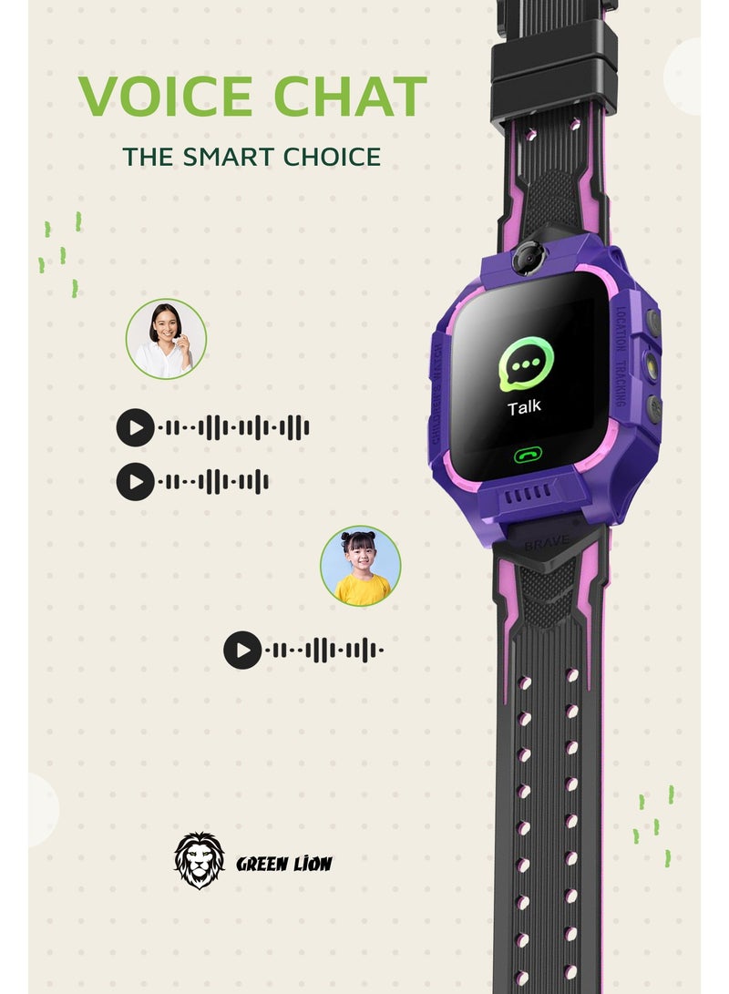 Smart Kids Watch Series 5 with GPS and Sim Card Slot and Two-Way Call and SOS Alarm and Location Purple