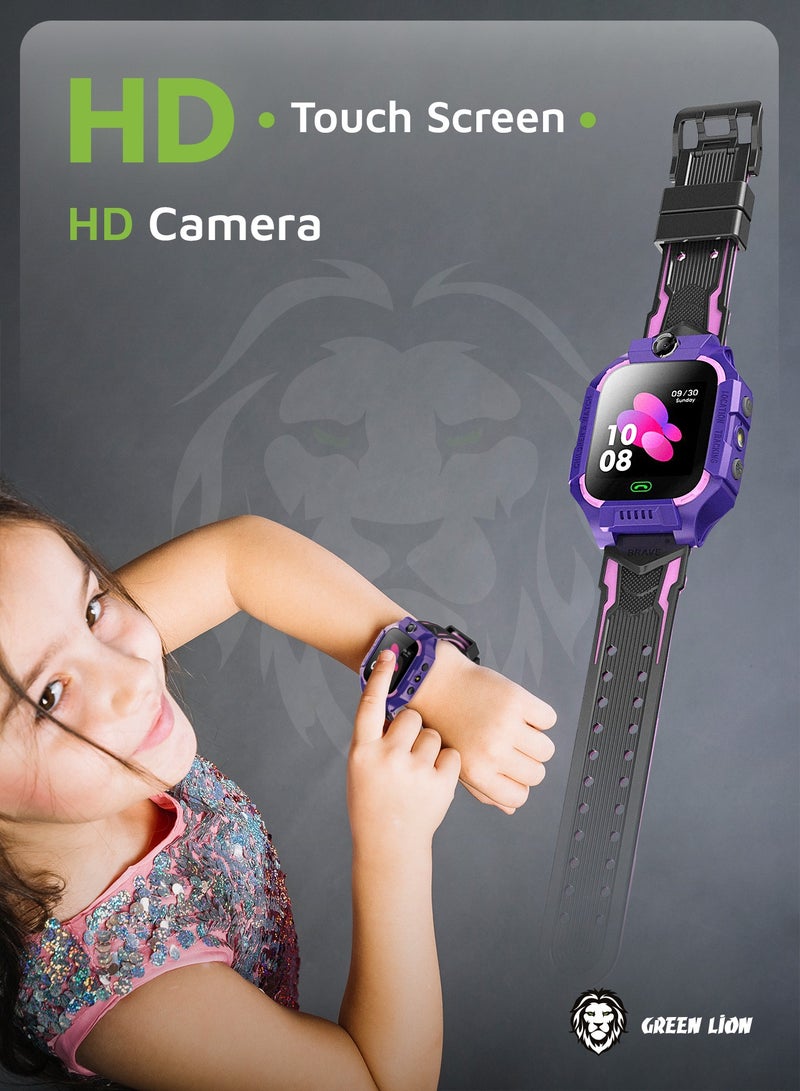 Smart Kids Watch Series 5 with GPS and Sim Card Slot and Two-Way Call and SOS Alarm and Location Purple