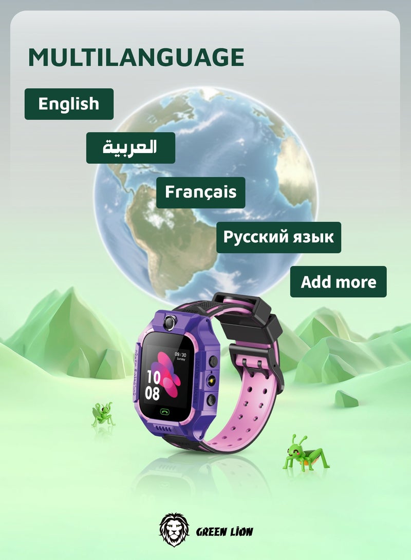 Smart Kids Watch Series 5 with GPS and Sim Card Slot and Two-Way Call and SOS Alarm and Location Purple