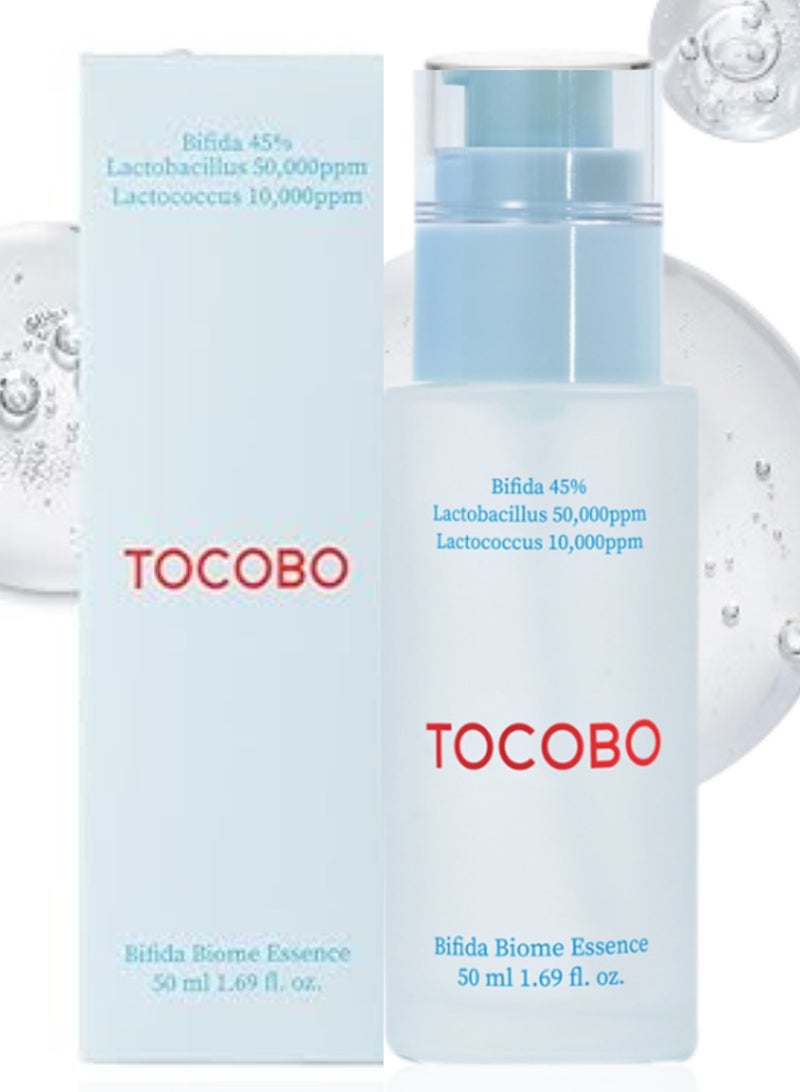 TOCOBO Bifida Biome Essence 50ml – Revitalizing Essence with Bifida Ferment Lysate for Hydration, Skin Barrier Repair, and Antioxidant Protection – Enhances Skin Texture and Radiance