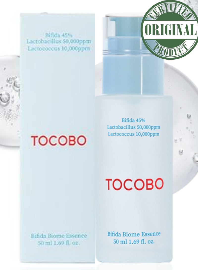 TOCOBO Bifida Biome Essence 50ml – Revitalizing Essence with Bifida Ferment Lysate for Hydration, Skin Barrier Repair, and Antioxidant Protection – Enhances Skin Texture and Radiance