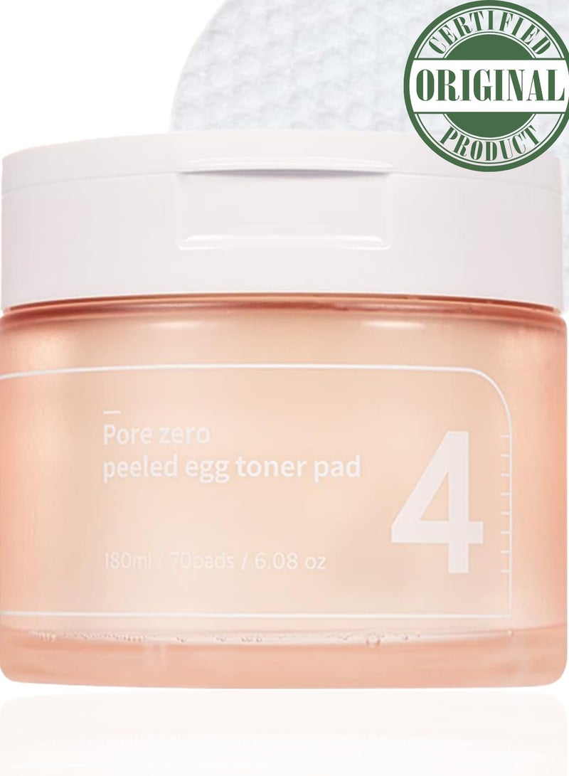 Numbuzin No. 4 Pore Zero Peeled Egg Toner Pads - 70 Purifying Compresses for Pore Refinement and Clear Skin