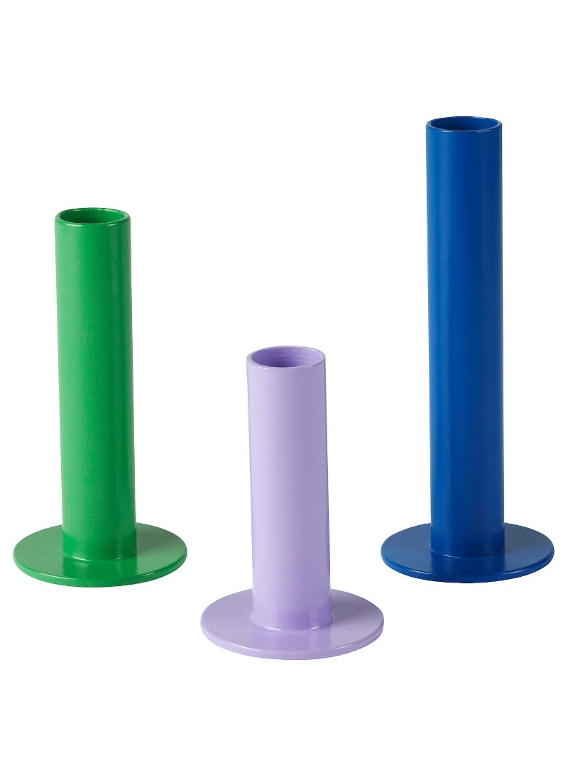 Candle holder set of 3 mixed colours