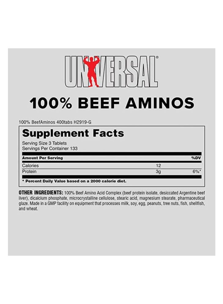 100% Beef Aminos Supplement Pure Beef Amino Complex 400 Tablets