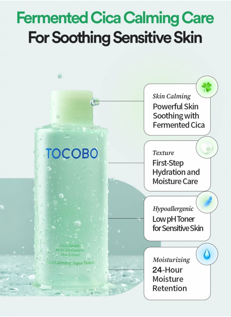 Tocobo Cica Aqua Calming Toner 200ml ,\ Tocobo Toner Pad 150mlj Tocobo Cica Gel Cream 75ml\ & Cica Cooling Sun Stick | Includes Face Scrubber | Calming, Hydrating, and Protective Skincare Set
