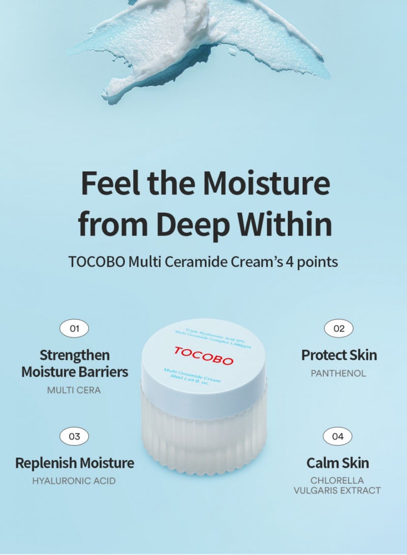 TOCOBO Multi Ceramide Cream 50ml – Moisturizing Cream with Ceramides for Sensitive Skin – Korean Skincare with Natural Ingredients – Cruelty-Free, Vegan