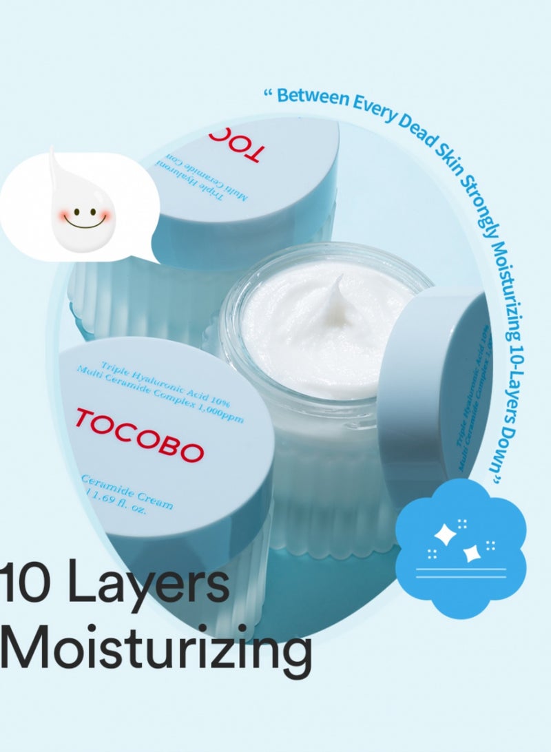 TOCOBO Multi Ceramide Cream 50ml – Moisturizing Cream with Ceramides for Sensitive Skin – Korean Skincare with Natural Ingredients – Cruelty-Free, Vegan