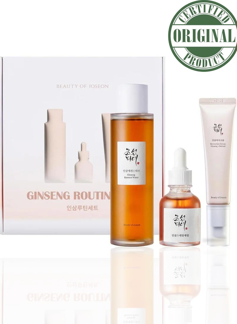 Ginseng Skincare Routine Kit - Ginseng Essence Water - Snail Repair Serum & Retinal Eye Serum For the Ultimate Hydration & Anti-Aging Collection for Glowing, Youthful Skin 240ml