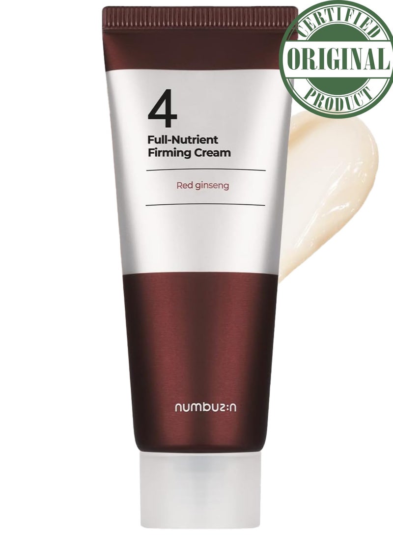 Numbuzin No.4 Full-Nutrient Firming Cream - Deeply Nourishing Anti-Wrinkle and Anti-Aging Cream with Red Ginseng for Enhanced Elasticity and Youthful Skin, 60ml
