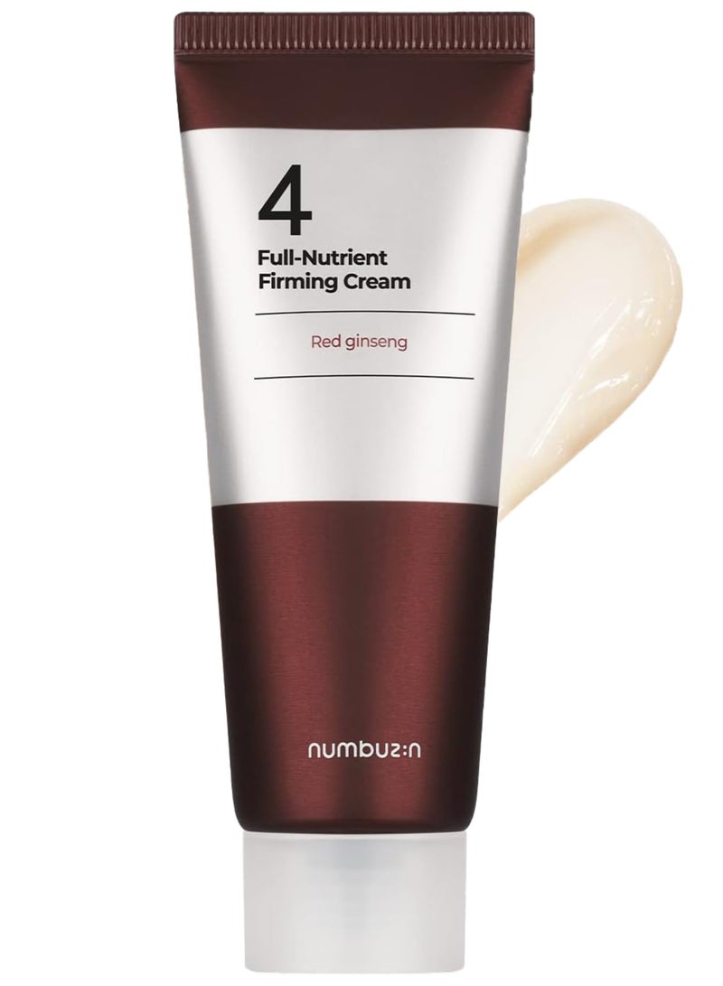Numbuzin No.4 Full-Nutrient Firming Cream - Deeply Nourishing Anti-Wrinkle and Anti-Aging Cream with Red Ginseng for Enhanced Elasticity and Youthful Skin, 60ml