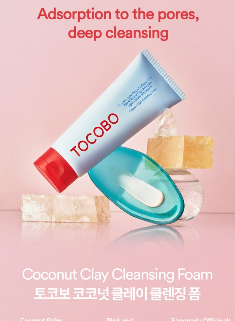 Coconut Clay Cleansing Foam 150 ml \ Calamine Pore Control Cleansing Oil Bundle 200ml| & face scrubber  | Deep Cleansing, Pore Minimizing, and Hydrating Skincare Duo