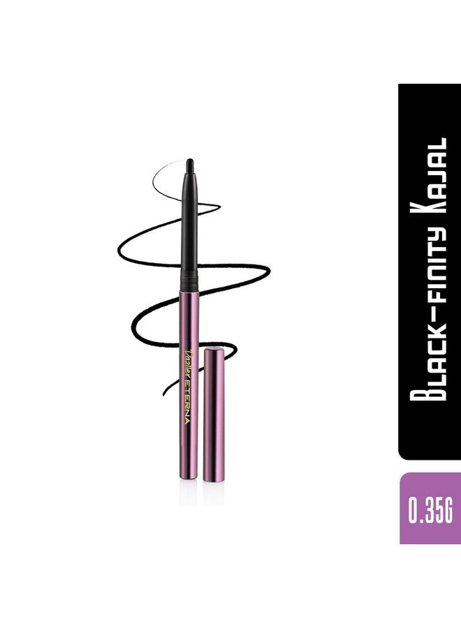 Eterna Blackfinity Kajal 0.35G Matte Ultracreamy Texture Rich Color Payoff 8Hr Power Stay Waterproof Smudgefree Enriched With Herbal