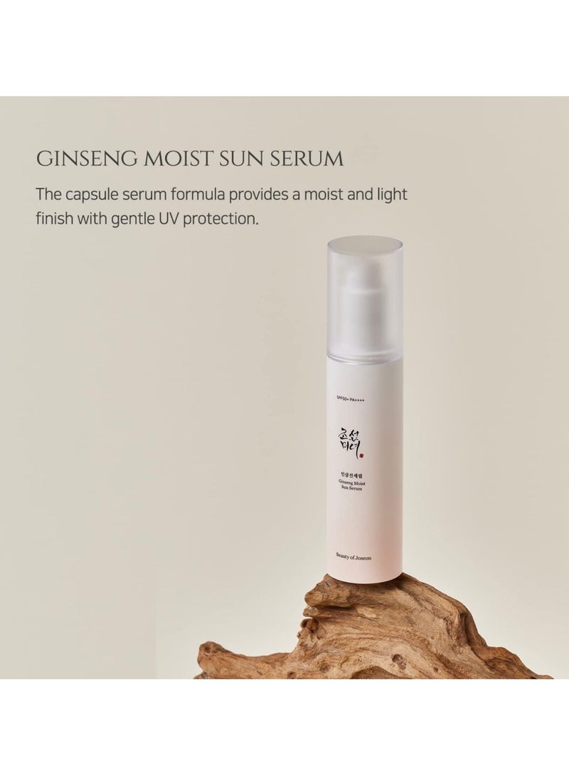 Ginseng Moist Sunscreen Serum (SPF 50+ PA++++) - Hydrating and Anti-Aging Sun Protection with Ginseng - 50ml (1.69 fl. oz.) - Lightweight, Non-Greasy Formula that Shields Skin from UV Rays While Nourishing and Moisturizing for a Youthful Glow 50ml
