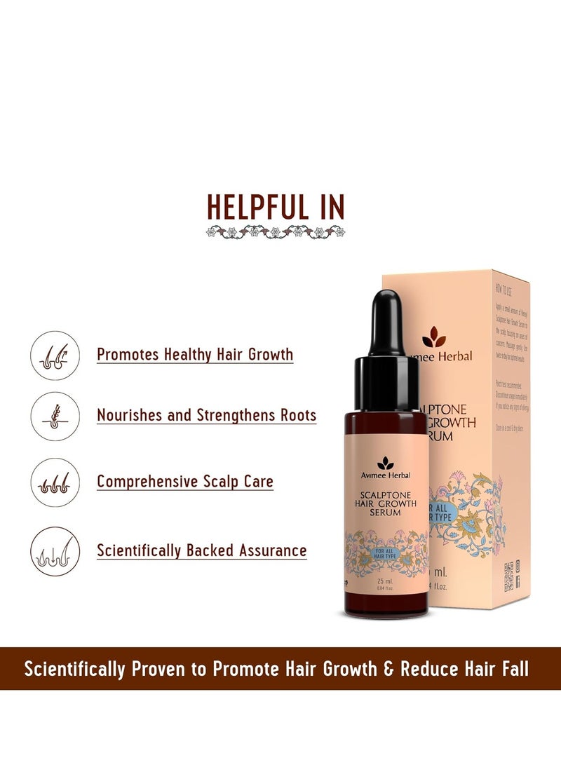 Avimee Herbal Scalptone Hair Growth Serum Scientifically Proven Formula Enriched with Nansy and Green Tea Extract  For Hair Growth and Hair Fall Reduction 25 ml