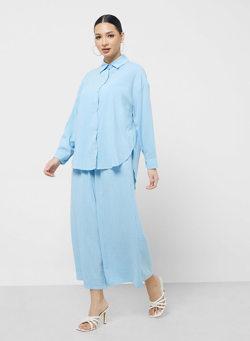 Button Down Shirt & Wide Leg Pant Set