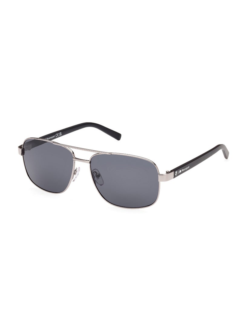 Men's Polarized Rectangular Shape Metal Sunglasses BS003915D57 - Lens Size: 57 Mm - Matte Light Ruthenium