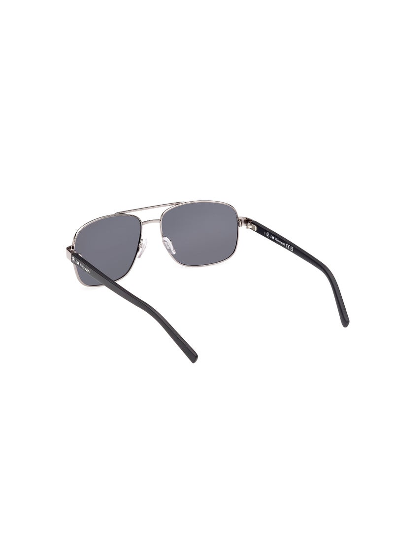 Men's Polarized Rectangular Shape Metal Sunglasses BS003915D57 - Lens Size: 57 Mm - Matte Light Ruthenium