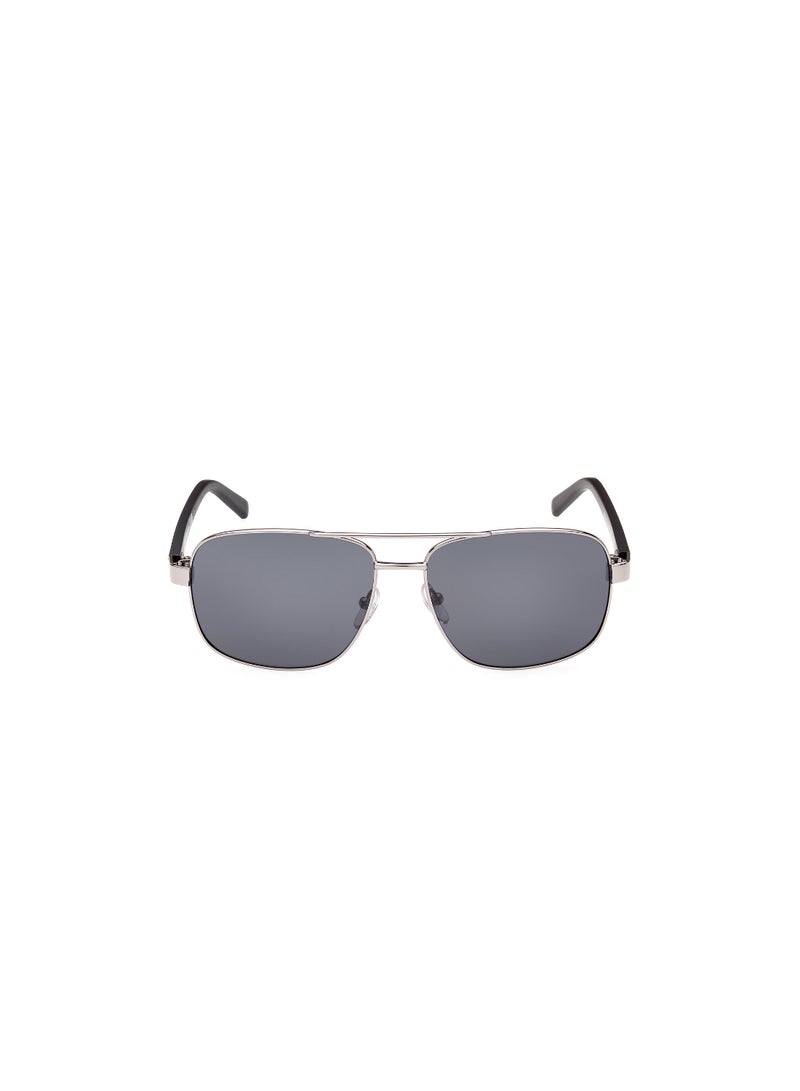 Men's Polarized Rectangular Shape Metal Sunglasses BS003915D57 - Lens Size: 57 Mm - Matte Light Ruthenium