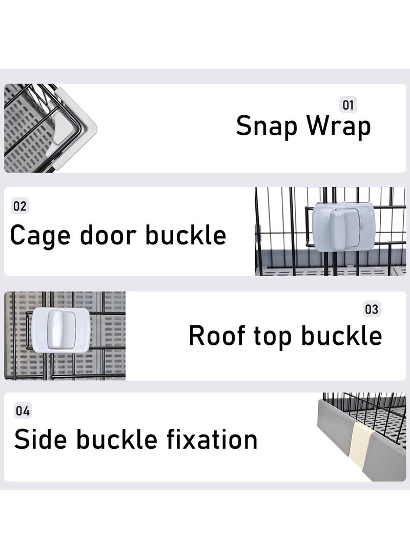 Pet cage, Dog/cat playpen with double door and drawer tray, Sturdy carbon steel Pet cage for medium pets, Grey pet crate 82 cm cat cage.