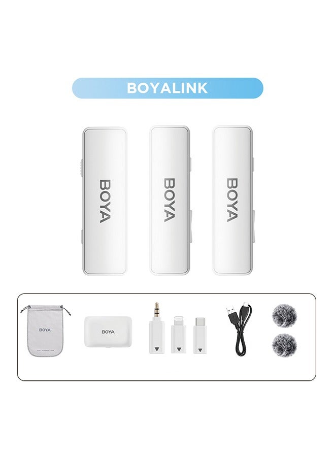 BOYA BOYALINK Wireless Lavalier Microphone for iPhone Android Camera Vlogging, All-in-One Lapel Dual Mic System & Lightning & USB-C Inputs & Battery Case for Smartphones DSLR YouTube Facebook Live