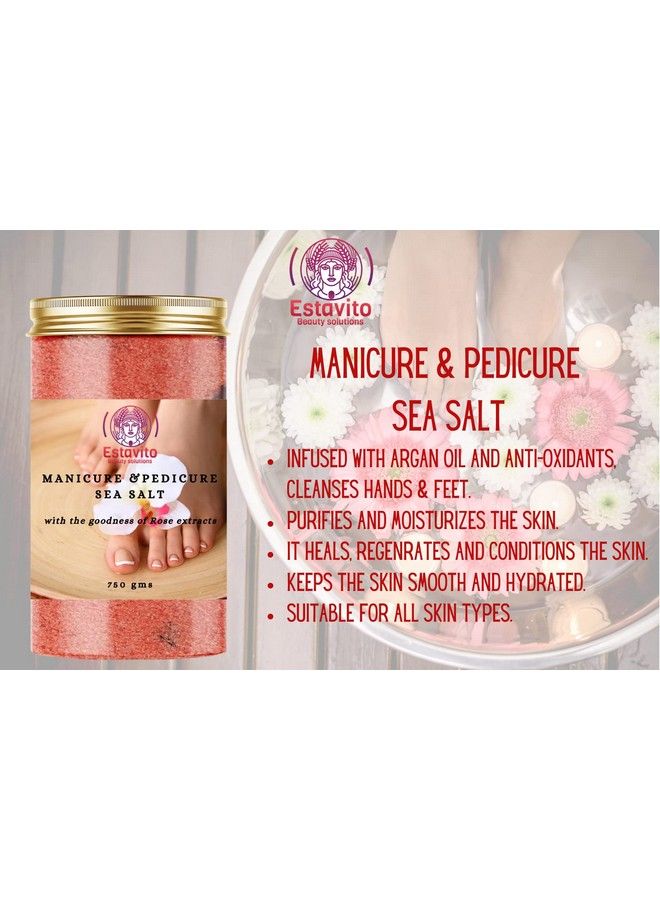 Moisturizing Sea Salt For Manicure And Pedicure With Essential Oils For Tan And Dead Skin Removal 750 Gms ; Foot Soak; Pedicure Salt;