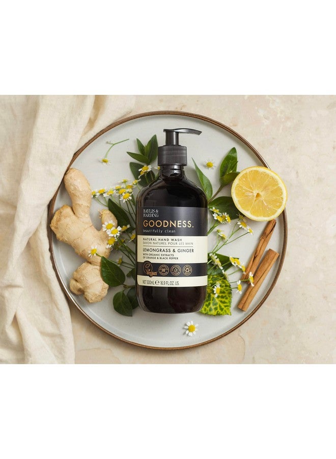 Liquid Hand Soap Wash With Dispenser Goodness Lemongrass & Ginger 16.9Oz/500Ml