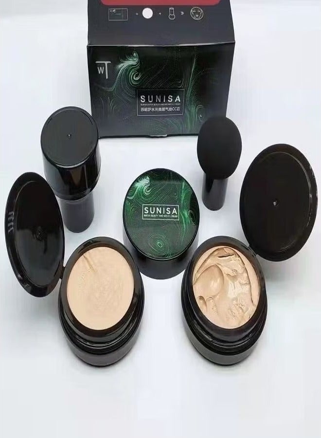 Sunisa Mushroom Head Air Cushion CC Cream Foundation Long-Lasting Coverage of Blemishes,Even Skin Tone,Suitable for All Skin Types