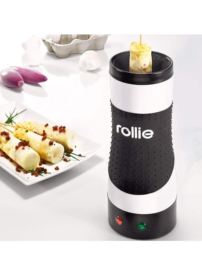 Rollie Hands-Free Automatic Electric Vertical Nonstick Easy Quick Egg Cooker, PP, non-stick coated aluminum, silicone, Black/White