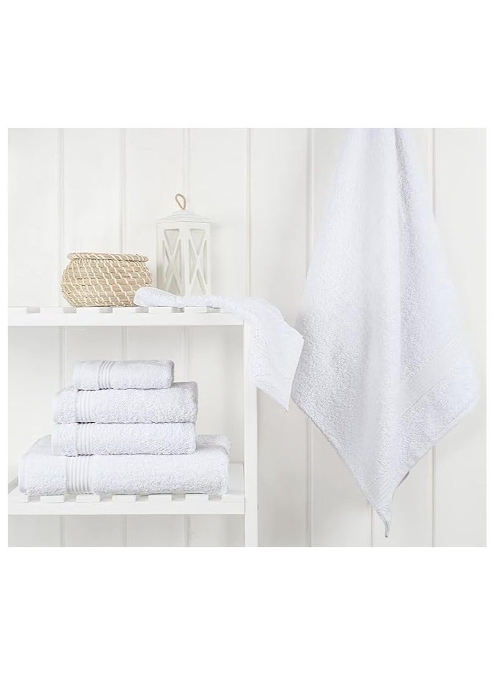 Towel Set Luxury Hotel Quality 500 GSM Genuine Combed Cotton, Super Soft & Absorbent Family Bath Towels 6 Piece Set -  2 Bath Towels, 2 Hand Towels, 2 Washcloths - Bright White