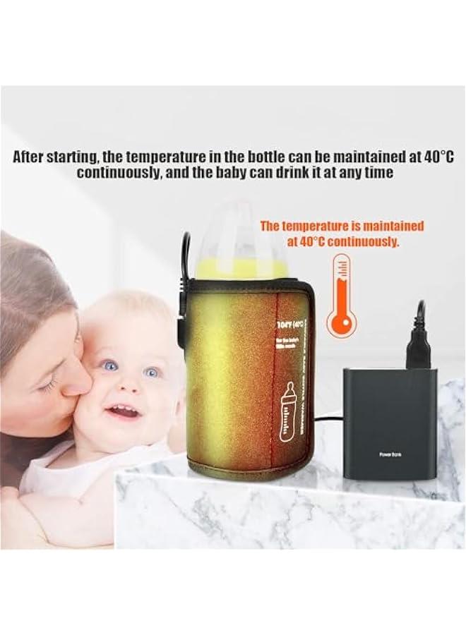 Bottle Warmer Bag, Baby Bottle Warmer Insulation Cover, Portable USB Car Baby Bottle Insulator, Keep Baby Milk Temperature, Feeding Bottle Thermostat for Home Outside in Car (Black)