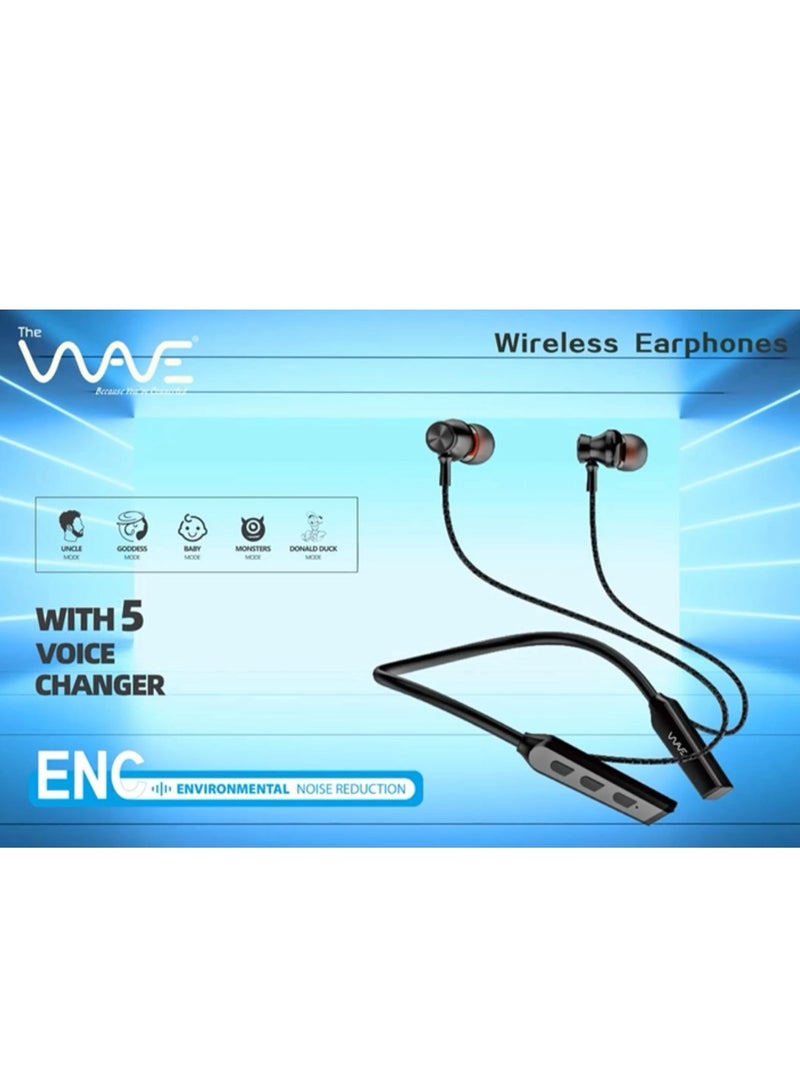 NECKBAND BLUETOOTH EARPHONE WITH 5 VOICE CHANGER NOISE CANCELLATION WV-NB10