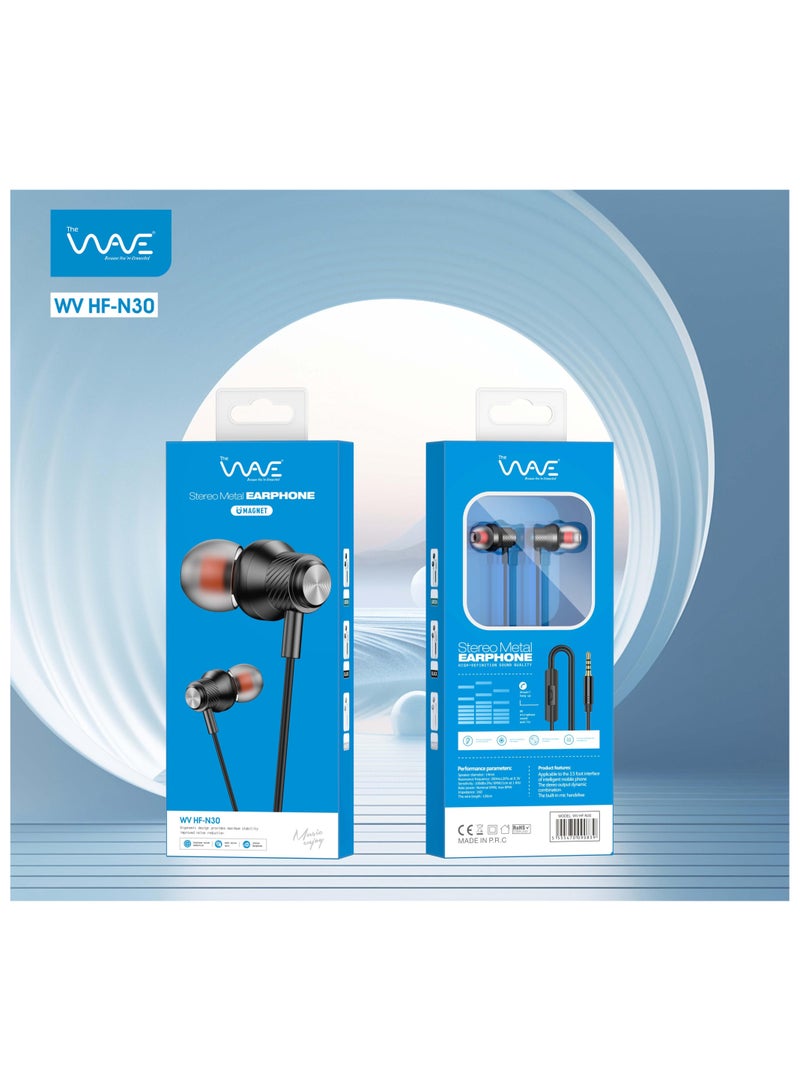 In-ear Wired Stereo Metal Earphones with Mic WV HF-N30