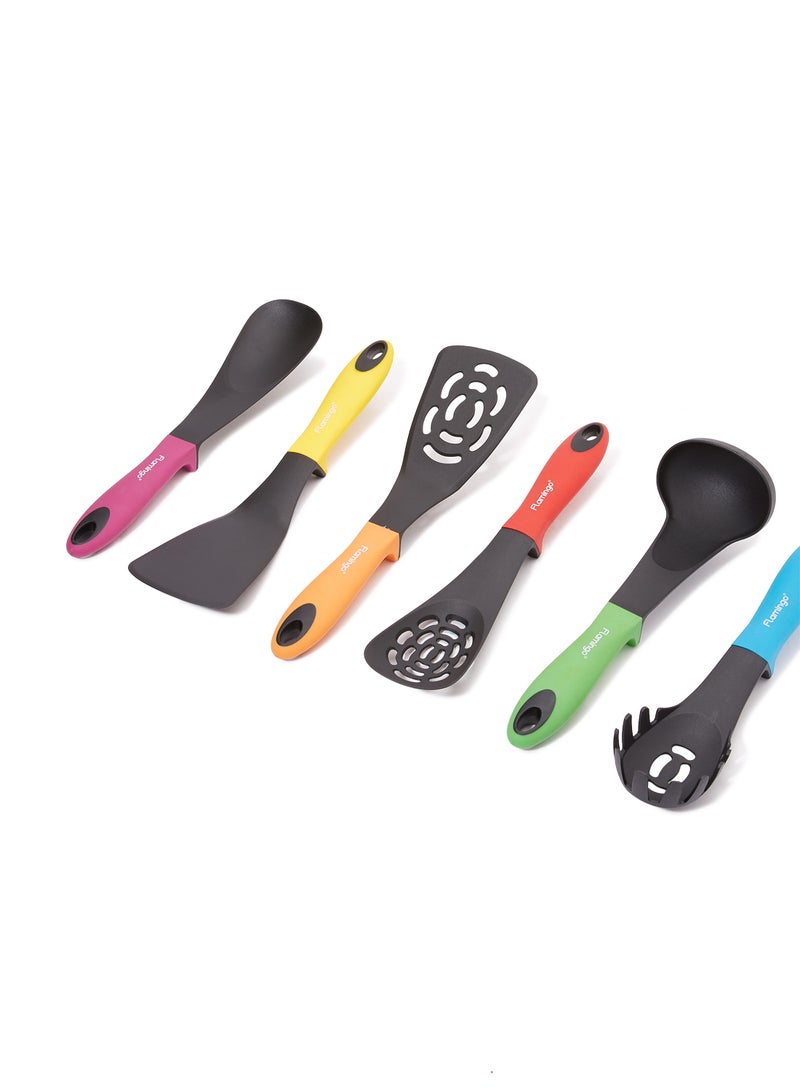 6-Piece Kitchen Utensils Set With Holder Multicolour 14centimeter