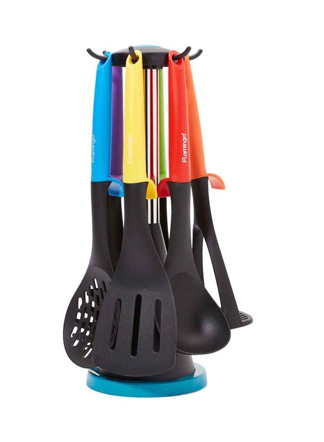 6-Piece Kitchen Utensils Set With Holder Multicolour 17centimeter