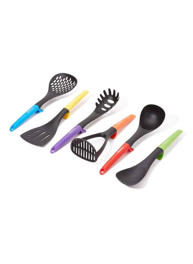 6-Piece Kitchen Utensils Set With Holder Multicolour 17centimeter