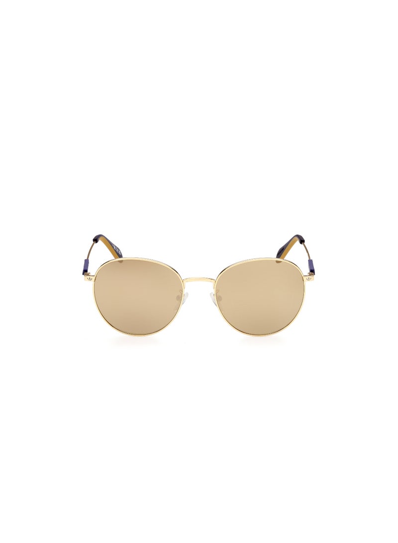 Unisex Mirrored Round Shape Metal Sunglasses OR007230G54 - Lens Size: 54 Mm - Shiny Deep Gold