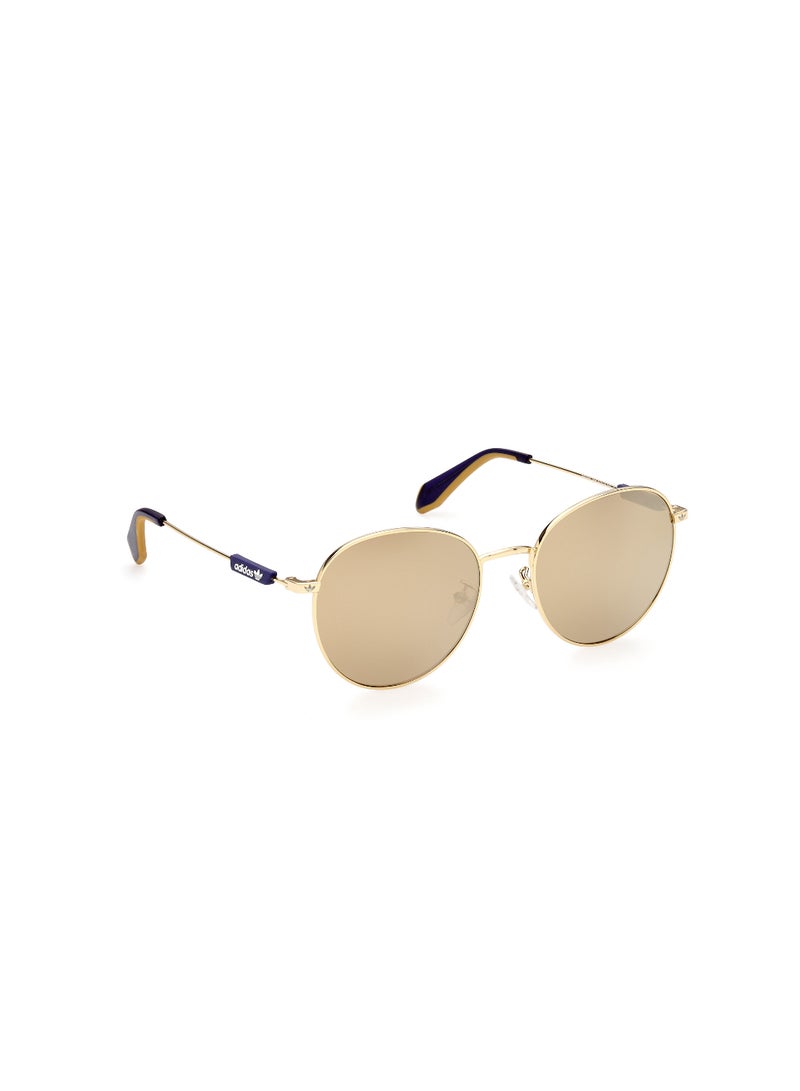 Unisex Mirrored Round Shape Metal Sunglasses OR007230G54 - Lens Size: 54 Mm - Shiny Deep Gold