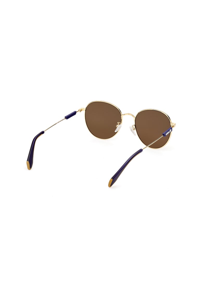 Unisex Mirrored Round Shape Metal Sunglasses OR007230G54 - Lens Size: 54 Mm - Shiny Deep Gold