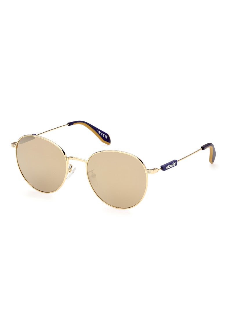 Unisex Mirrored Round Shape Metal Sunglasses OR007230G54 - Lens Size: 54 Mm - Shiny Deep Gold