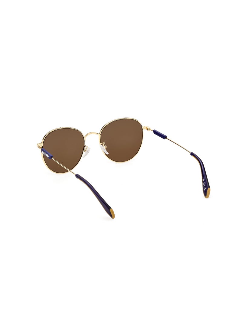 Unisex Mirrored Round Shape Metal Sunglasses OR007230G54 - Lens Size: 54 Mm - Shiny Deep Gold