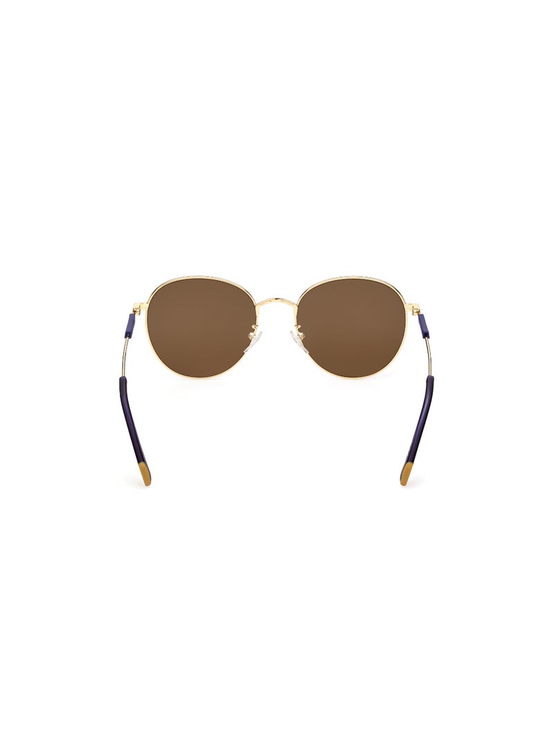 Unisex Mirrored Round Shape Metal Sunglasses OR007230G54 - Lens Size: 54 Mm - Shiny Deep Gold