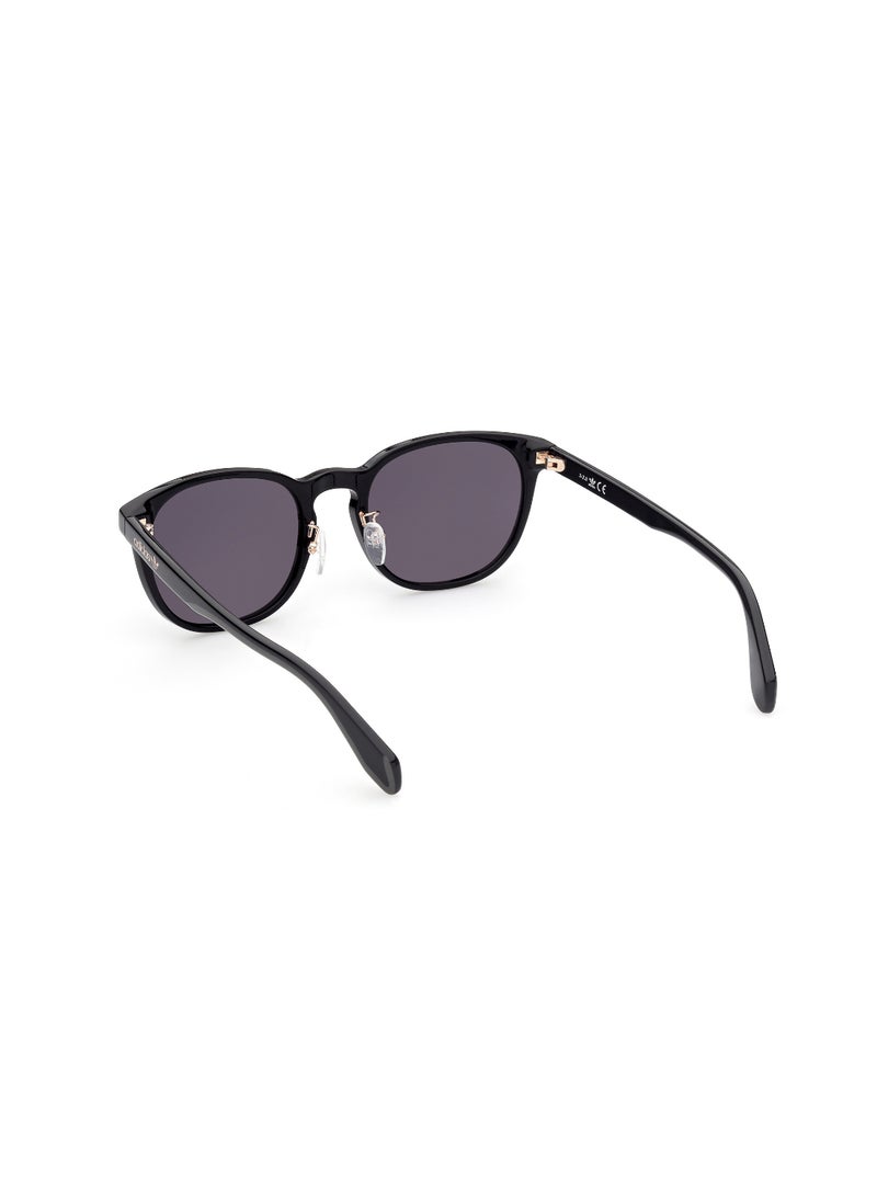 Men's UV Protection Round Shape Acetate Sunglasses OR0042-H01A56 - Lens Size: 56 Mm - Shiny Black