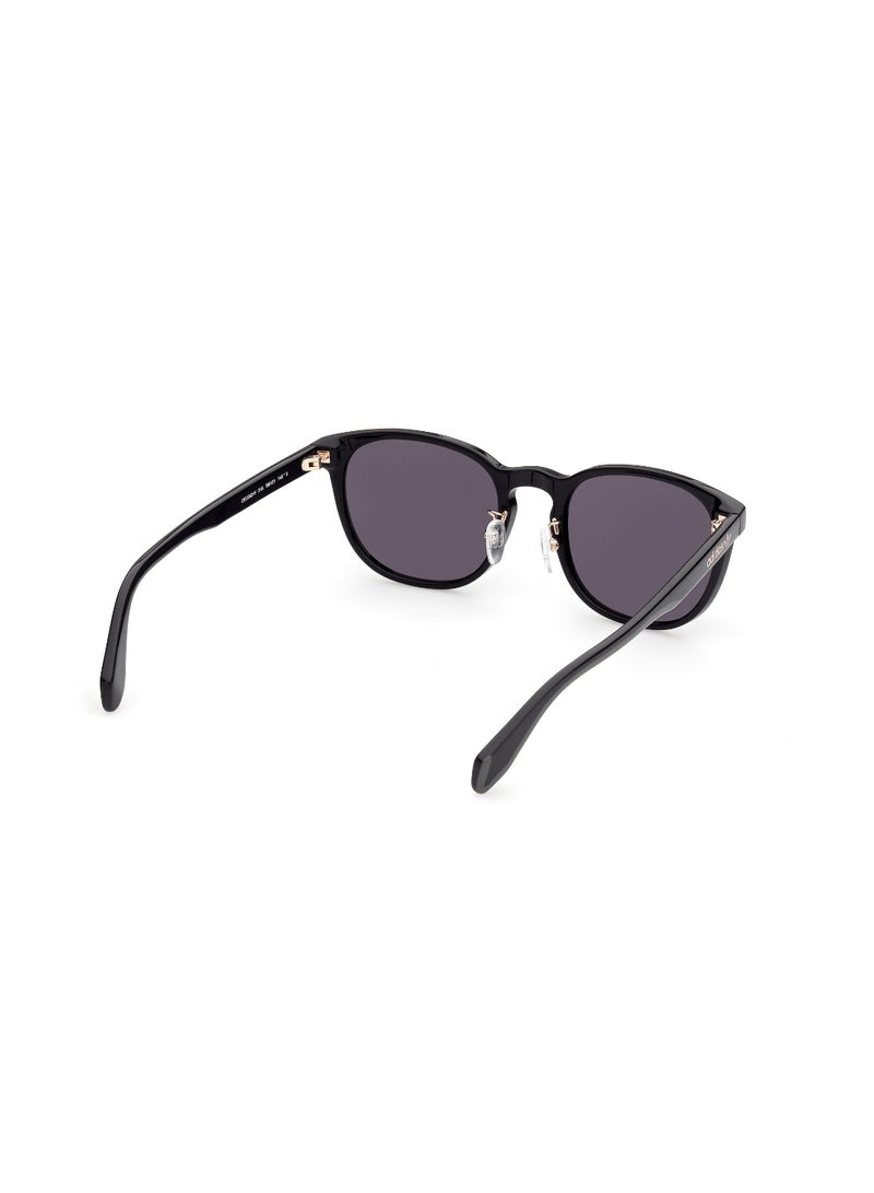 Men's UV Protection Round Shape Acetate Sunglasses OR0042-H01A56 - Lens Size: 56 Mm - Shiny Black