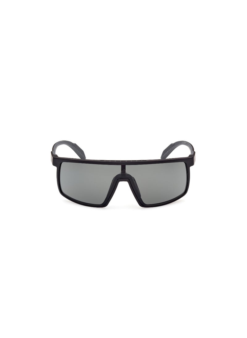 Unisex UV Protection Shield Shape Plastic Sunglasses SP005702A00 - Lens Size: 0 Mm - Matte Black